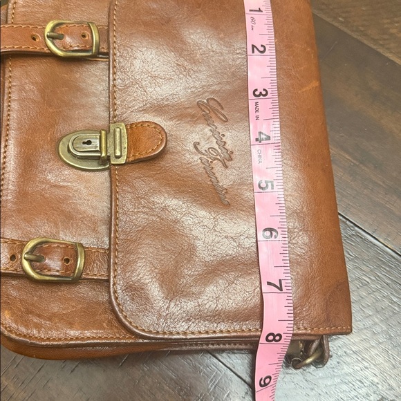 Vintage Elegant Brown Leather Messenger Bag. Genuine leather made in Italy - Picture 11 of 12